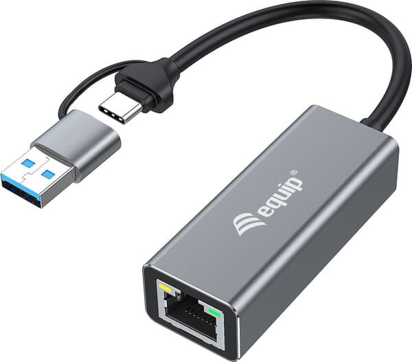Adapter USB Equip Equip Adapter USB-C -> RJ45 10/100/1000/2500Mbps + USB-A