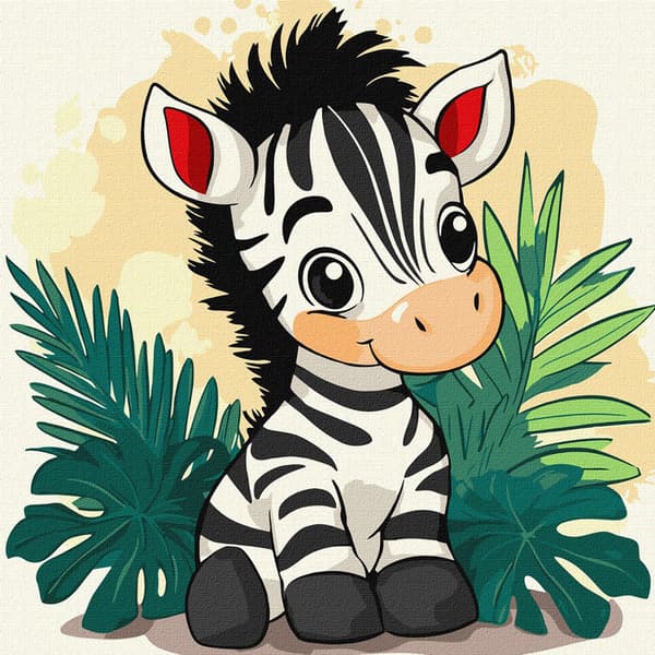 Maling efter tal 30x30cm KHO1273 Glad zebra AP0088