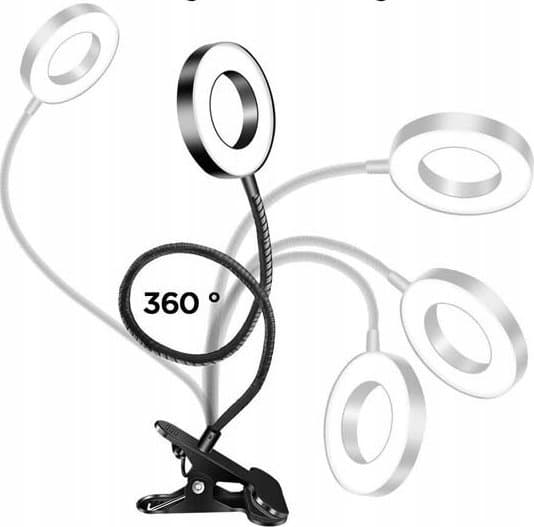 Vega ECOBOX Bordlampe LED + HOLDER UNIVERSAL RING SELFIE LAMPE 12W >