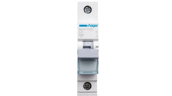Hager effektbrytare 1P C 2A 6kA AC MCN102E