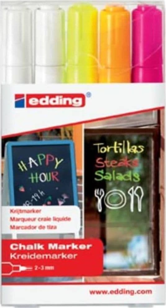 Edding Kridtmarkere, 5 stk, farvede