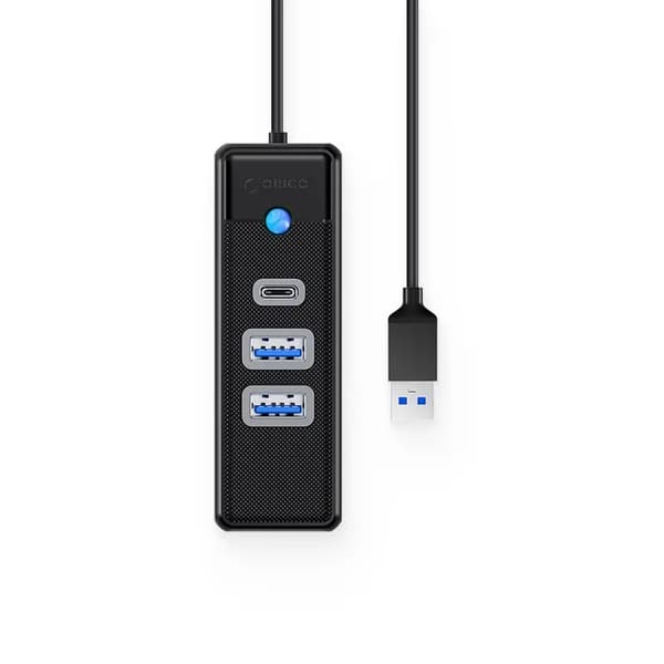 Orico Hub Adapter USB til 2x USB 3.0 + USB-C, 5 Gbps, 0.15m (Sort)