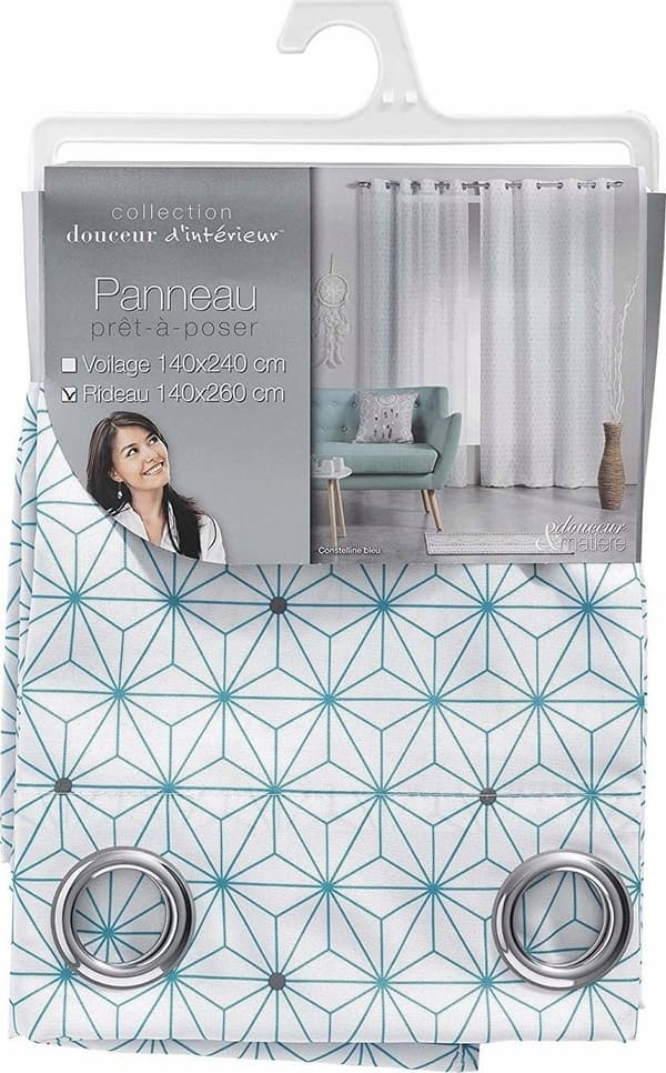 Douceur d`Interieur Ikkunaverho CONSTELLINE, 140 x 260 cm, sininen