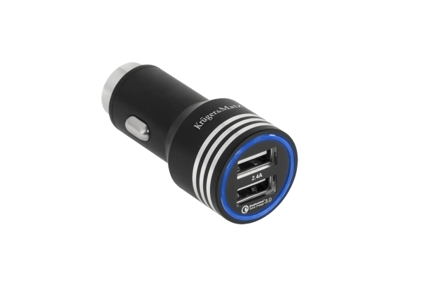 Kruger&Matz 2xUSB 4800mA Biloplader med Quick Charge 3.0