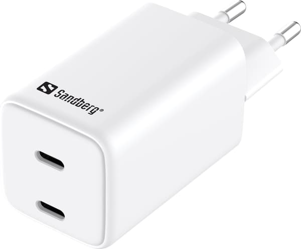 Sandberg AC Oplader Dobbelt USB-C PD65W EU