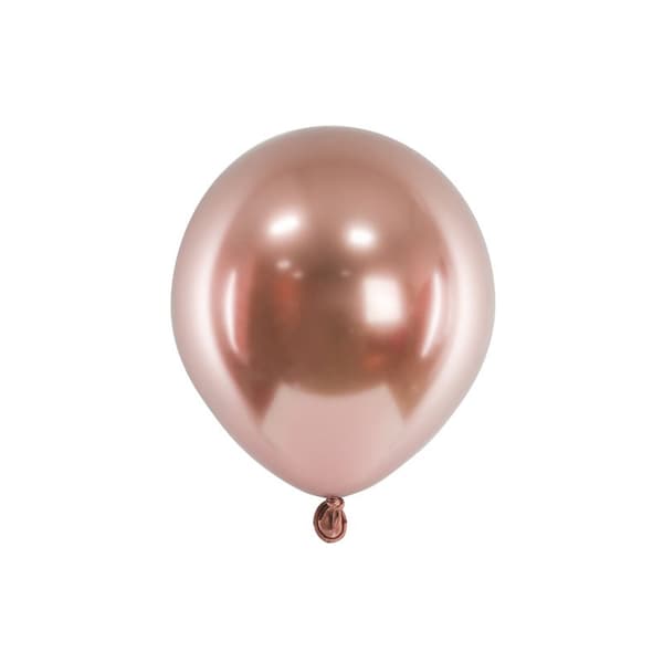 Glansiga ballonger 12 cm, rosa guld (1 st/50 st)