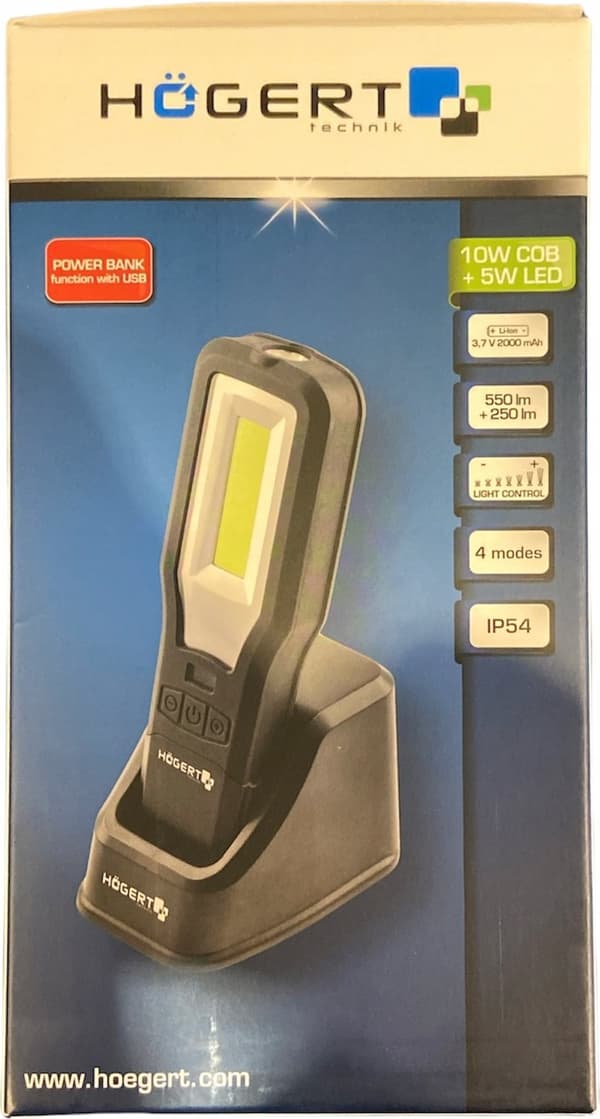 Högert Technik Verkstadslampa med USB LED-bas