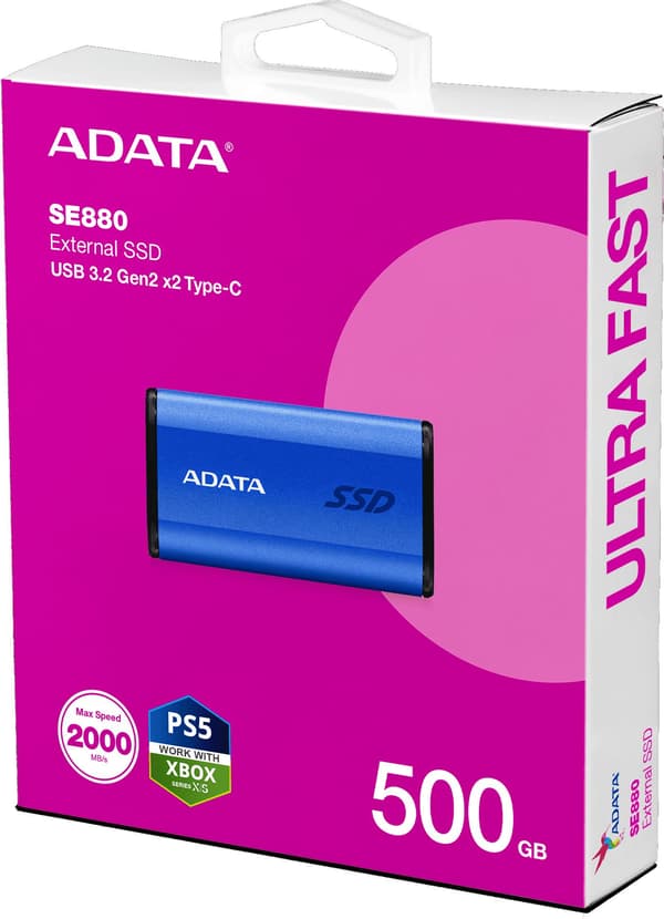 Ekstern SSD SE880 500GB USB3.2A/C Gen2x2 Blå