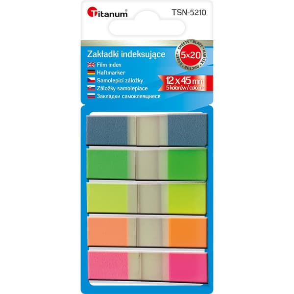 Indeksfaner fluo 12x45mm 5x20 ark
