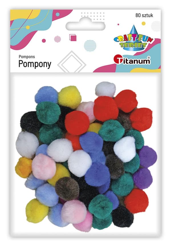 Akryl pomponer 15mm mix farver 80stk