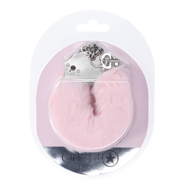 OUCH! Kraftige Fluffy Håndjern Pudderrosa - Sikker Blød Model