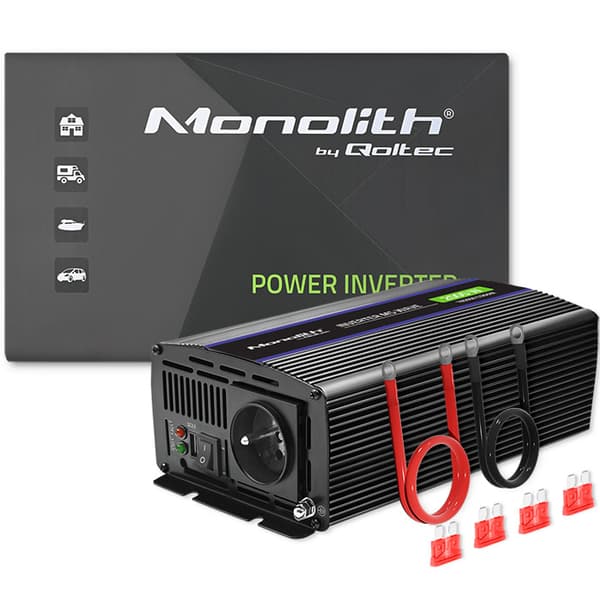 Qoltec Spänningsomvandlare Monolith 2000 MS Wave | 12V till 230V | 1000/2000W | USB