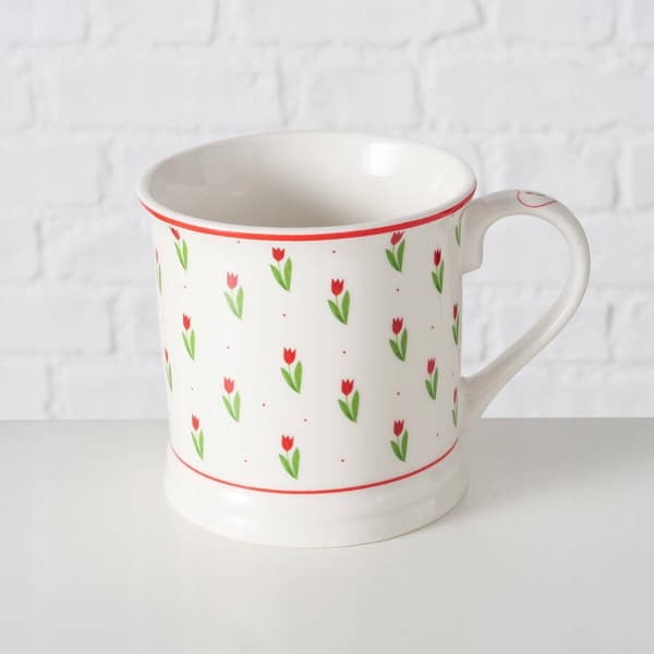 Boltze Kaffe- och temugg DANIQUE, mönster med tulpaner, 420 ml