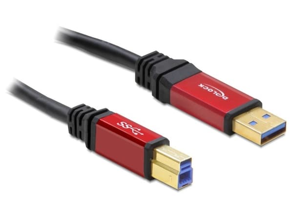 Delock USB-A USB-kabel - USB-B 5 m röd svart (82759)