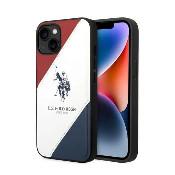 US Polo USHCP14MPSO3 iPhone 14 Plus 6,7\" vit/vit trefärgad präglad