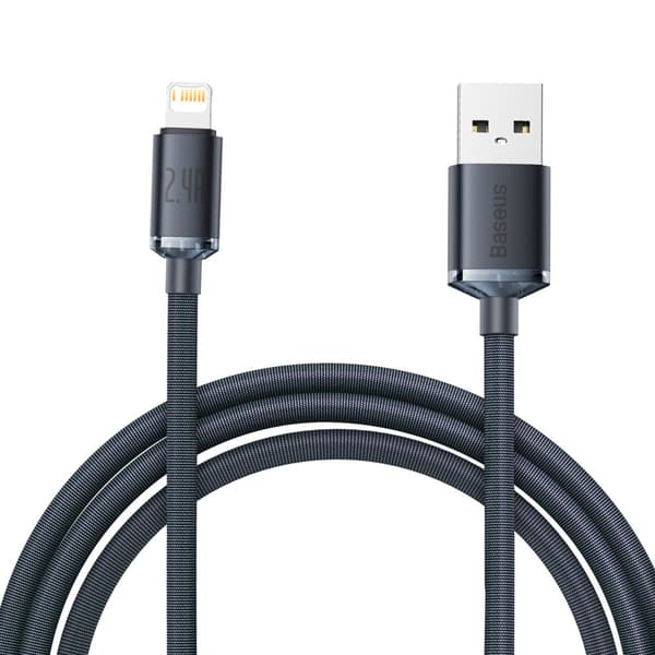 Baseus Lightning Crystal Shine Cable Series Snabbladdningsdatakabel 2.4A 2m Svart (CAJY000101)