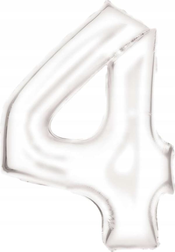 Folieballon tal 4 satin hvid 86cm 9917296