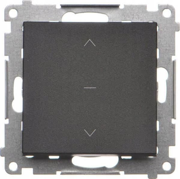Simon 55 Tre-positions rulleskodde 1-0-2 (modul) 10 A, 250 V~, lynkobling Sort Mat TZ1K.01/149