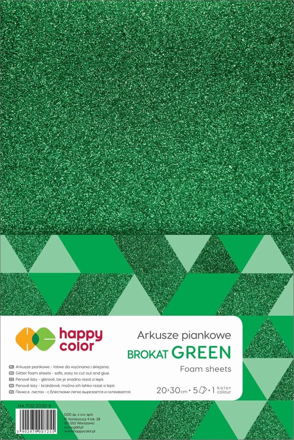 Vaahtomuovilevyt glitter A4 yrtti. 5kpl. HAPPY COLOR