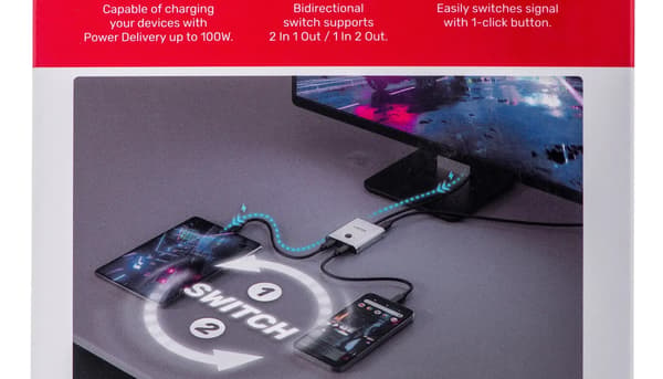 Unitek USB-C 4K Tvåvägsomkopplare