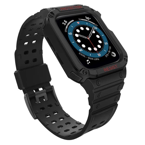 Protect Strap Band med etui til Apple Watch 7 / SE (41/40 / 38mm) Etui Pansret Urcover Sort