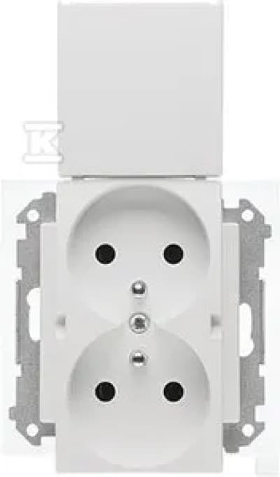 Simon 55 Dubbeluttag för IP44-version med packning (modul), snabbkoppling. Fällbart lock Ljusgrå matt TGZ2BMCZ.01/114