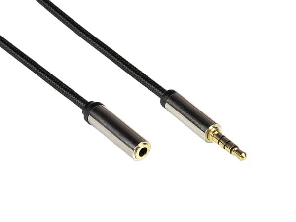 Kabel PYTHON Python Audiokabel 4-polet. Jackstik til bøsning sort 1m