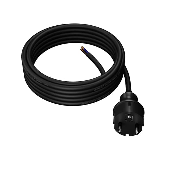 AWTOOLS KABEL MED STIK 5m 3x1.0 SORT H05VV-F