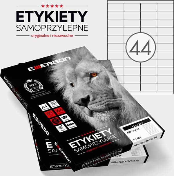 ETIKETTER 52,5 X 25,4 MM. 44 ST/A4 EMERSON UNIVERSAL