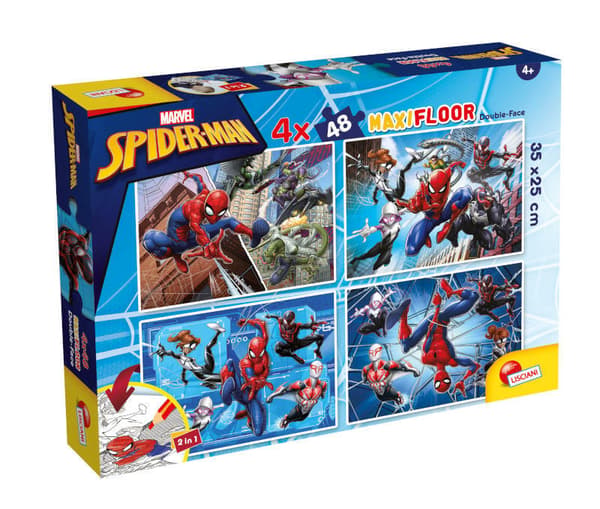 Kaksipuoliset lattia palapelit Maxi Floor 4x48 palaa Marvel Spiderman 100385 LISCIANI
