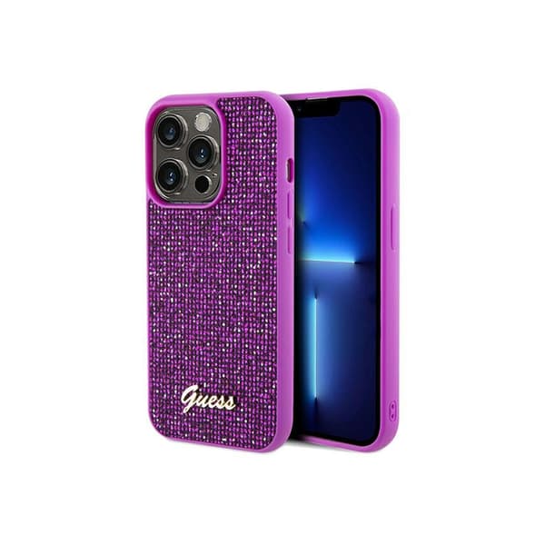 Original GUESS Hardcase GUHCP14LPMSDGSF för iPhone 14 Pro (Disco Script Metal / fuchsia)