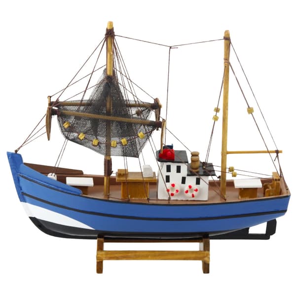 Samlarobjekt Dekorativ Modell Fiskebåt Blå 30x26cm
