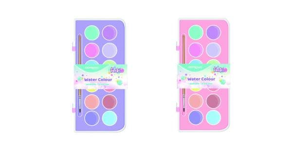 Akvarelmaling pastel + pensel 12 farver