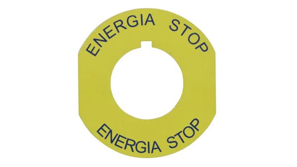Märkplåt gul rund fi42 ENERGIA STOP ST22-4509P02
