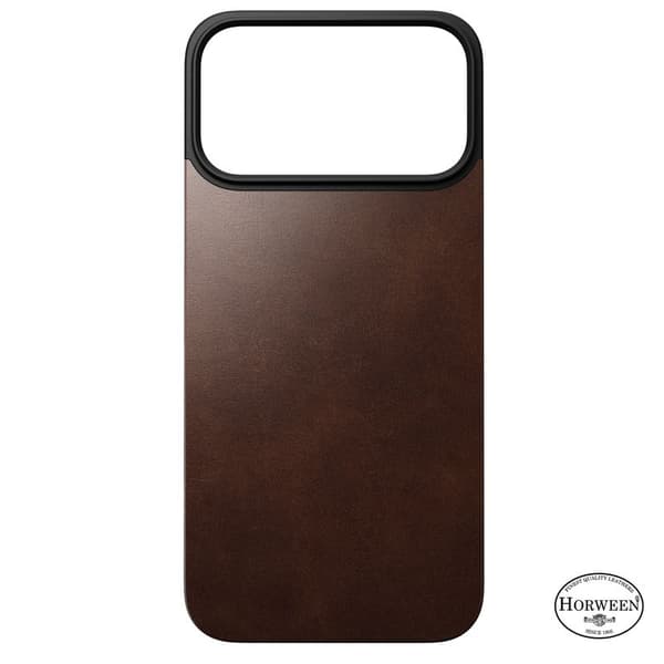 Nomad Magnetiskt Läderbakstycke, rustikt brunt (Horween), Magsafe - iPhone 17 Pro Max