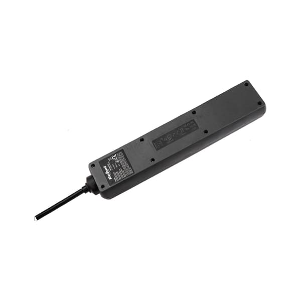 Netværksforlænger Rebel sort 5 stikdåser med afbryder, kabel 3m (1.5mm)