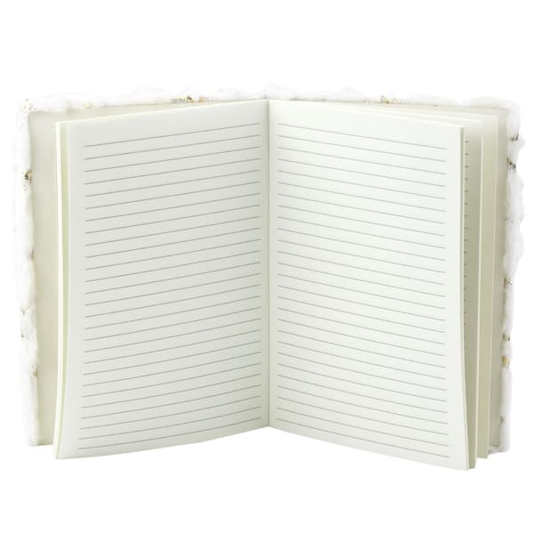 Plys notesbog foret guldstjerner hvid A5 80 ark