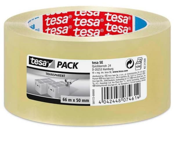 TESA FÖRPACKNINGSTEJP STANDARD 66m x 48mm FÄRGLÖS