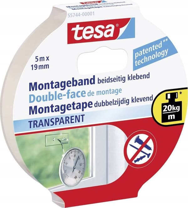 Tesa tesa Powerbond Montagebånd Transparent 5m 19mm