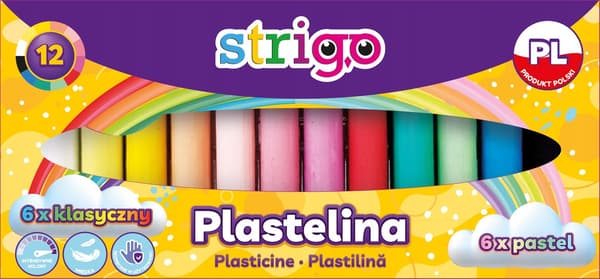 Plastilin 12 farver (6 x klassisk 6 pastel) Strigo