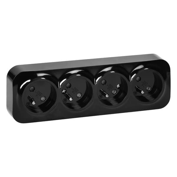 ToDo 2P+Z firedobbelt stikkontakt IP20, 16A, 230V AC, sort