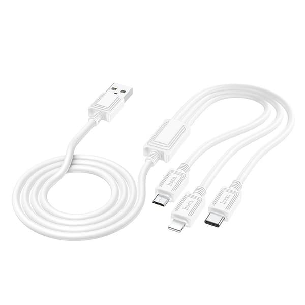 HOCO-kabel 3-i-1 USB A till Lightning/Micro USB/Typ C 2A X74 1m vit