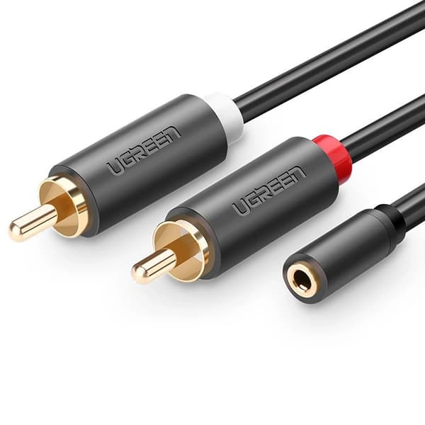 UGREEN AV102 2x RCA (Cinch) -liitin 3,5 mm 1m (musta)