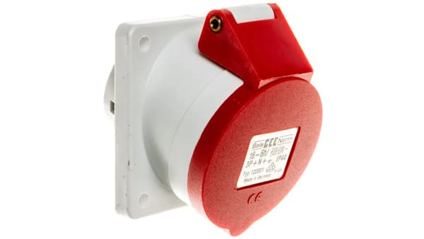Tavlestikdåse 16A 5P 400V 6t IP44 skrå Quick-Connect 122001