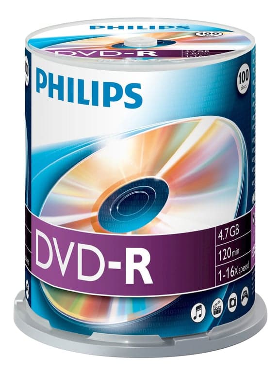1x100 Philips DVD-R 4,7GB 16x SP