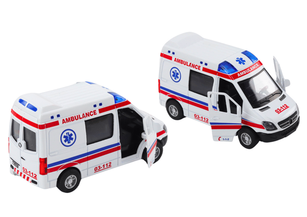 Ambulance Ambulance 1:32 Åbne Døre Lys Lyde Træk Hvid