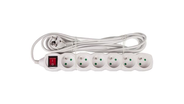 FRONT LØSNER MED KONTAKT 6 STIK MED/U 5M HVID
