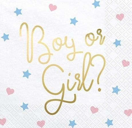 Festservietter - Dreng eller pige? , 33x33cm, 33x33cm universal