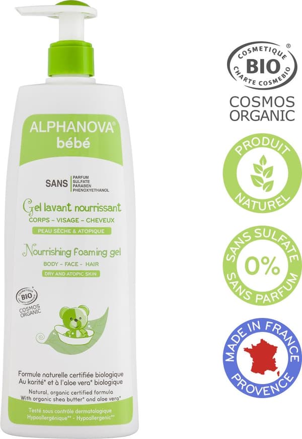 Alphanova Bebe Gel til vask til tør og atopisk hud 500ml