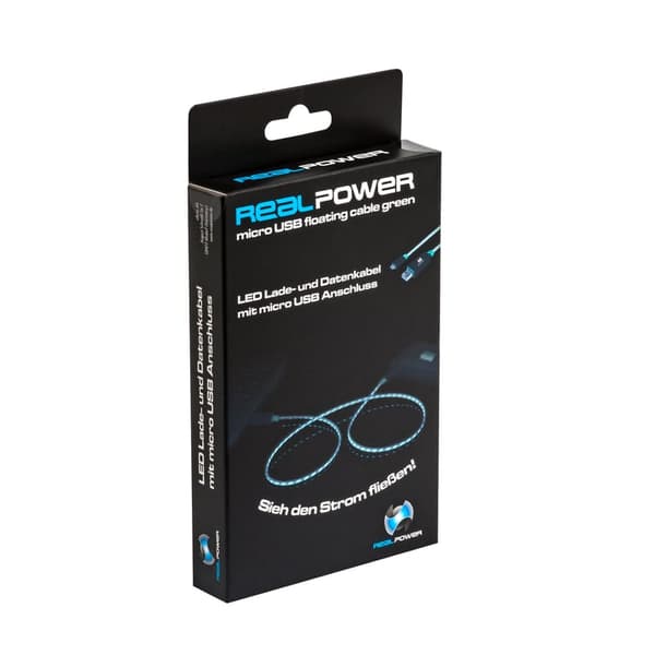 Kabel USB Realpower USB-A - microUSB 0,75 m Grön (187656)